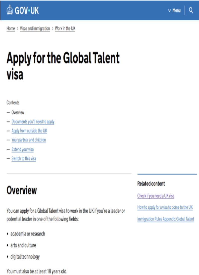 英国全球人才签证政府报告